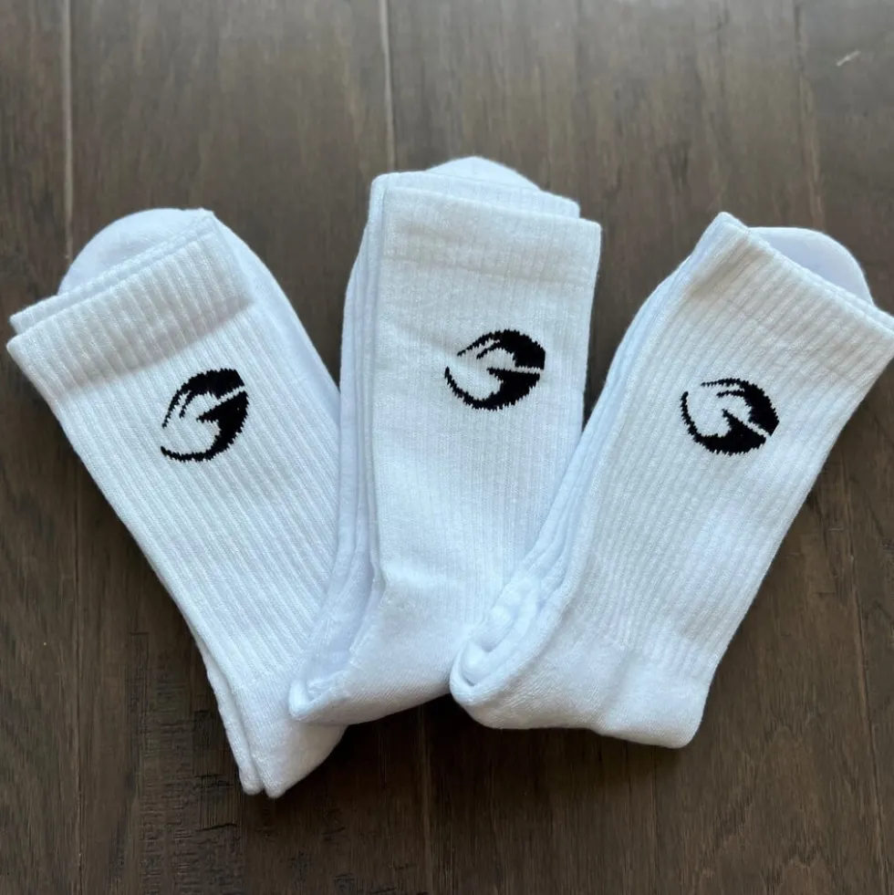 GASP Crew Socks, 3-pack, White