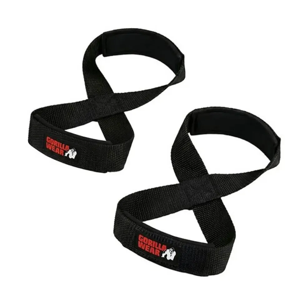 Gorilla Wear Gear Figure 8 Lifting Straps, black