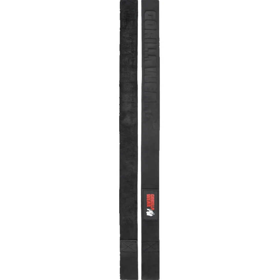 Gorilla Wear Gear Leather Lifting Straps, Black