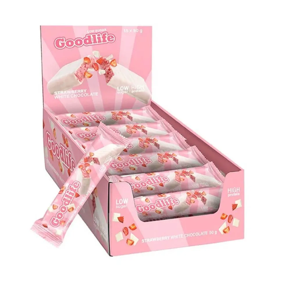 15 x Goodlife Proteinbar LOW SUGAR, 50 g (Strawberry White Chocolate)