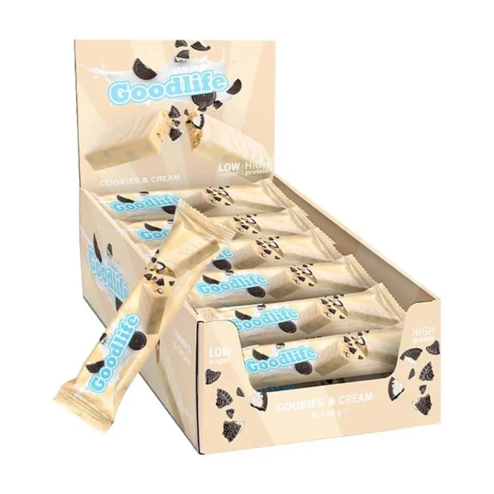 15 x Goodlife Proteinbar LOW SUGAR, 50 g (Cookies & Cream)