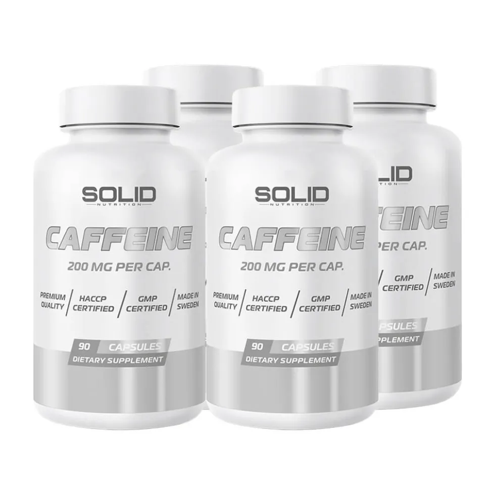 4 x SOLID Nutrition Caffeine, 90 caps