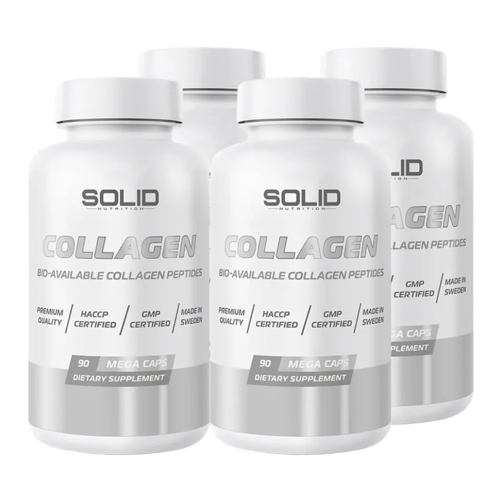 4 x SOLID Nutrition Collagen, 90 mega caps