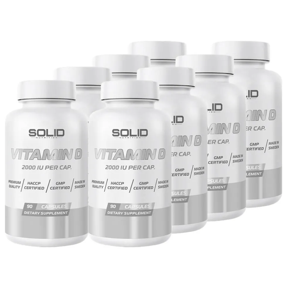 8 x SOLID Nutrition Vitamin D, 90 caps