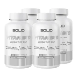 4 x SOLID Nutrition Vitamin D, 90 caps