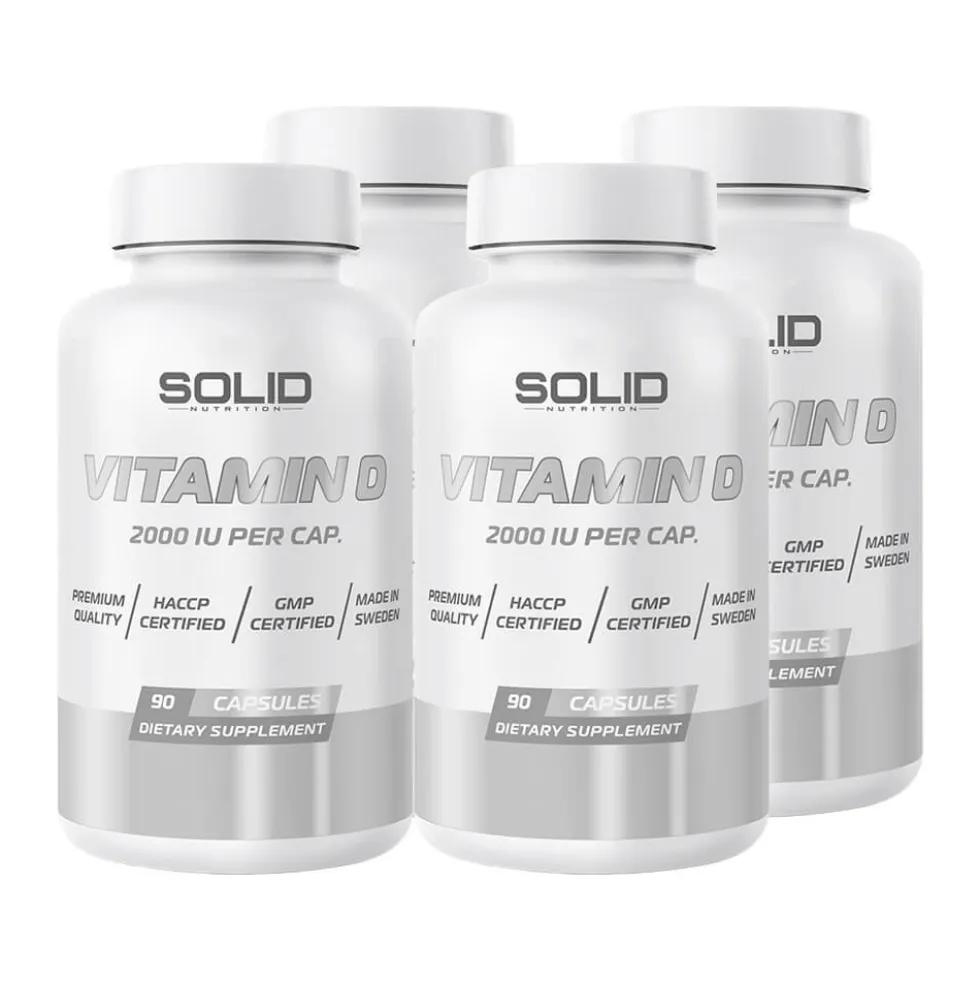4 x SOLID Nutrition Vitamin D, 90 caps