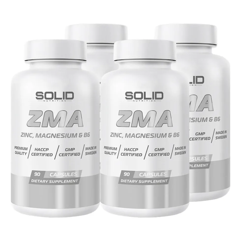 4 x SOLID Nutrition ZMA, 90 caps